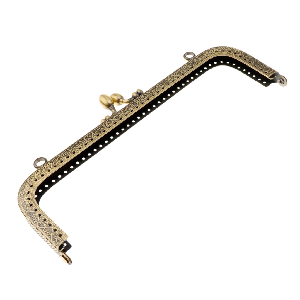 2xMetal Purse Frame Clutch Bag Kiss Clasp Rectangle Lock DIY Craft Handmade