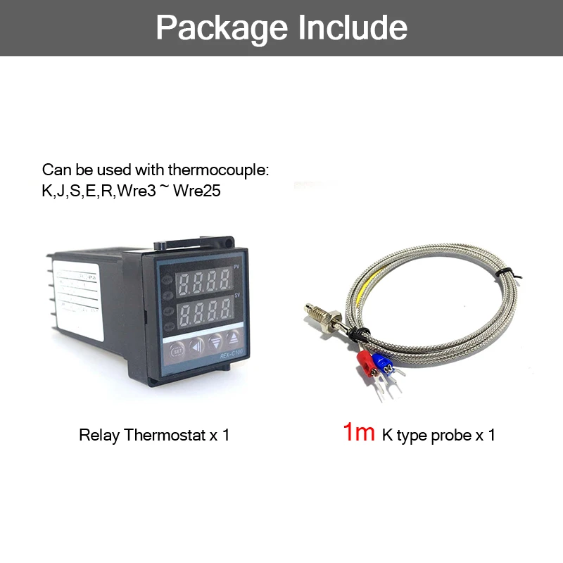 REX-C100 релейный выход PID Термостат Регулятор контроллер двойной цифровой регулятор температуры термопары K - Цвет: SET 2