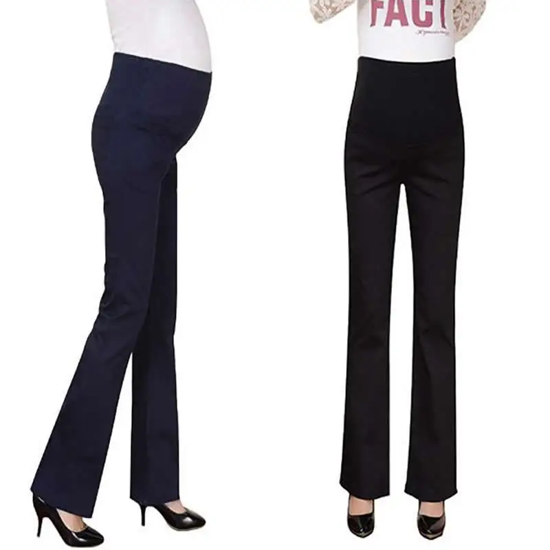 2018 Cotton Pregnant Pants Maternity Pants Work Office Career High Waist Over Belly Slim Fit