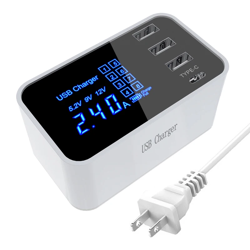 Original USB Charger Quick Charger 2.0 Type-C Smart Charger with LED Display Fast Mobile Phone Desktop Charger USB Power Adapter Original USB Charger Quick Charger 2.0 Type-C Smart Charger with LED Display Fast Mobile Phone Desktop Charger USB Power Adapter