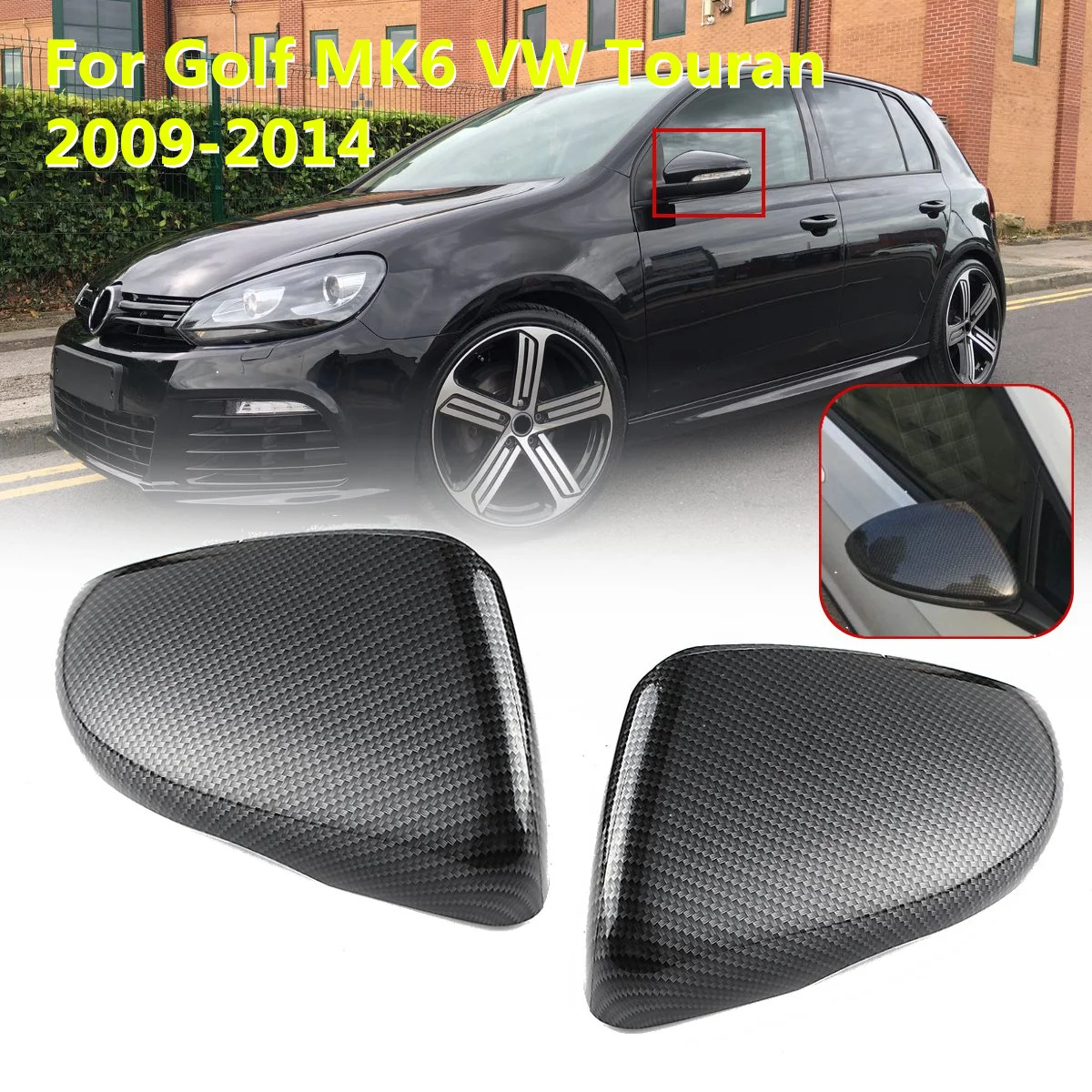 

for Volkswagen Touran for Golf MK6 2009 2010 2011 2012 2013 2014 ABS Carbon Fiber Side Wing Door Rearview Mirror Covers Caps