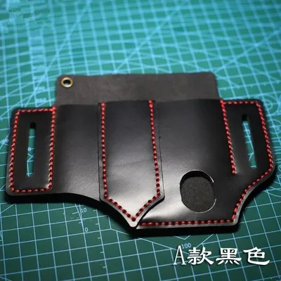 Многофункциональная Кожаная сумка для хранения ножей EDC с зажимом для талии, кожаная сумка для хранения инструментов, переносная универсальная сумка для ножей, ножны - Цвет: A black