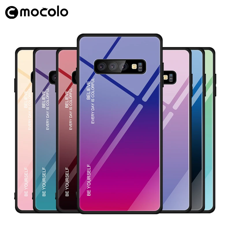 

For samsung Galaxy S10 case MOCOLO Luxury Tempered Glass Silicone coque For samsung S10 PLUS E case Colorful cover S10E S 10