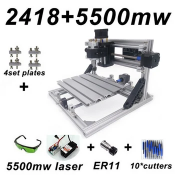 

CNC 2418 Mill Laser Engraving Machine with 2500mw Head ER11 Wood Router PCB PVC Milling Machine Wood Carving Machine DIY