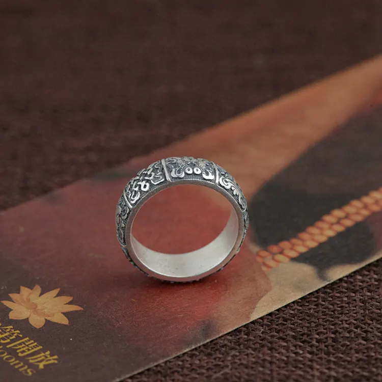 925 пробы Серебряное кольцо с животным узором настоящие S925 тайские серебряные кольца для wo мужчин ювелирные изделия для мужчин Размер 6-12,5