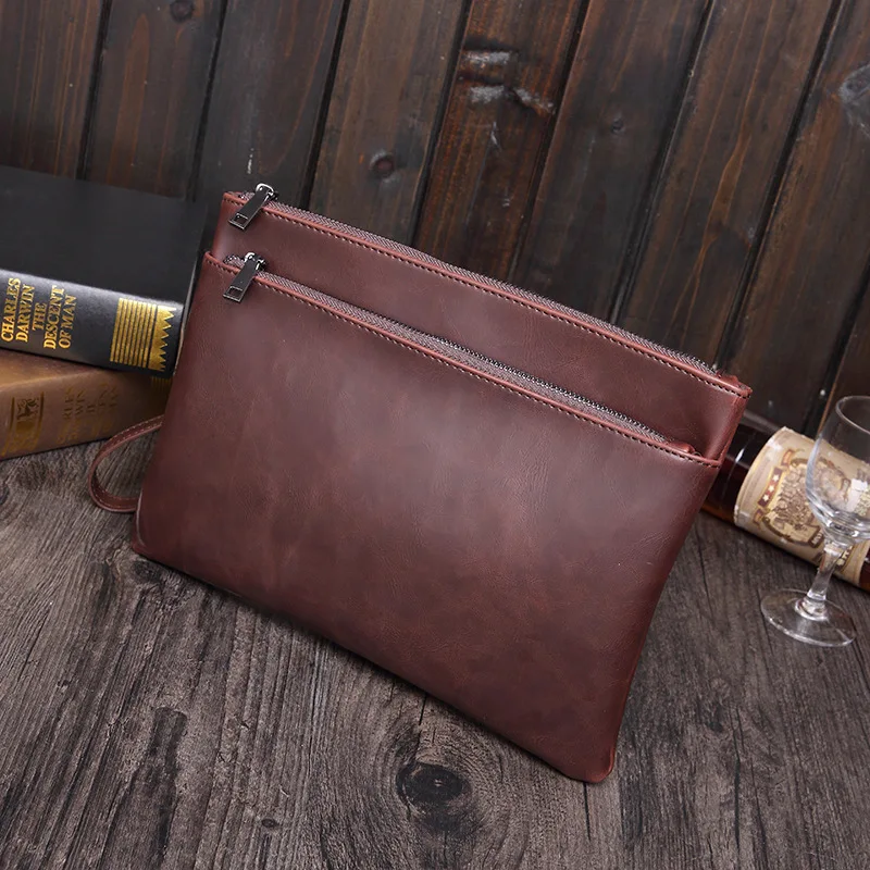 

Men's Vintage crazy horse leather small Messenger bag iPad mini PU leather shoulder bag Handy Clutch wallet Bag
