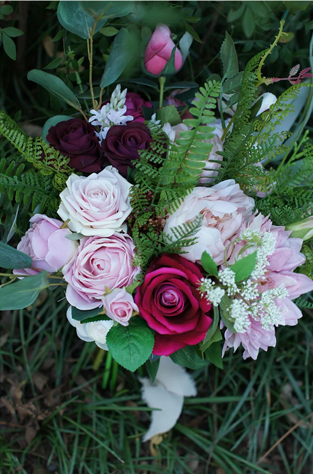 JaneVini Романтические Свадебные цветы Свадебные букеты Искусственные Шелковые Розы пионы искусственный букет розовые цветы букет Fleur Mariage