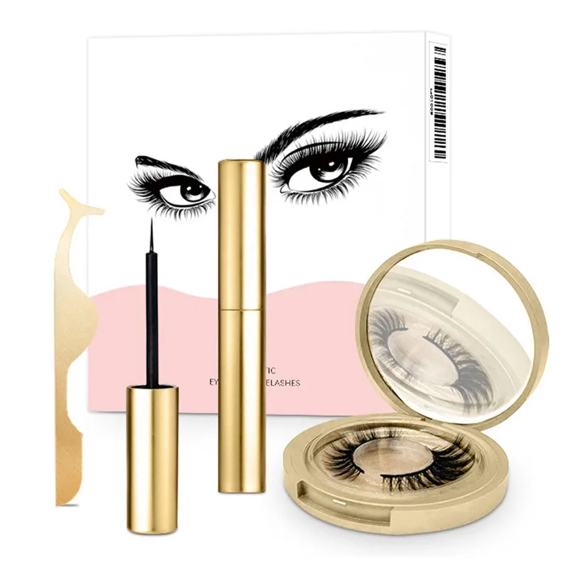 

New Waterproof EyeLiner Liquid Magnetic Eyeliner Quick dry Eye liner Set Easy To Wear Makeup Cosmetic Gold bottle Eye Liner