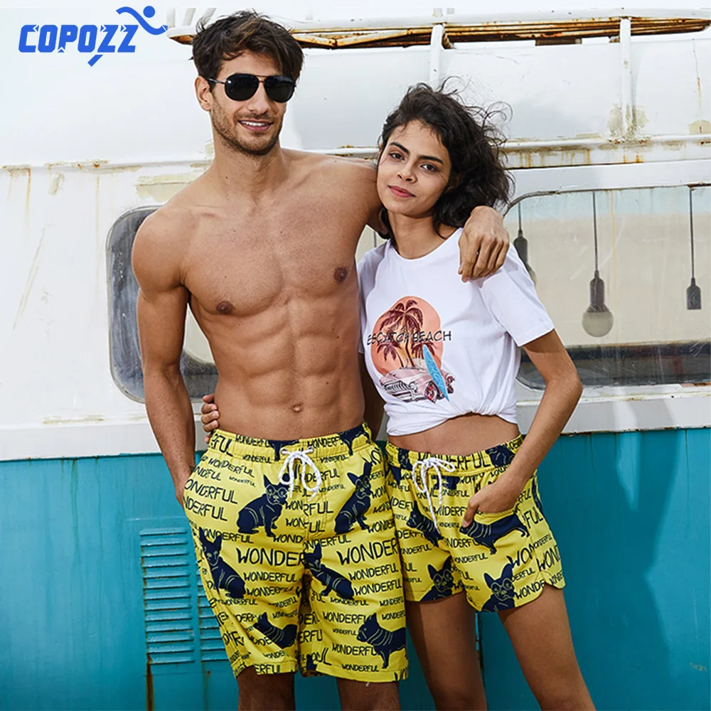 COPOZZ Summer Mesh Quick Dry Men Women Swim Shorts Summer Board Surf Swimwear Beach Short Female Running Gym Plus Size Trunks