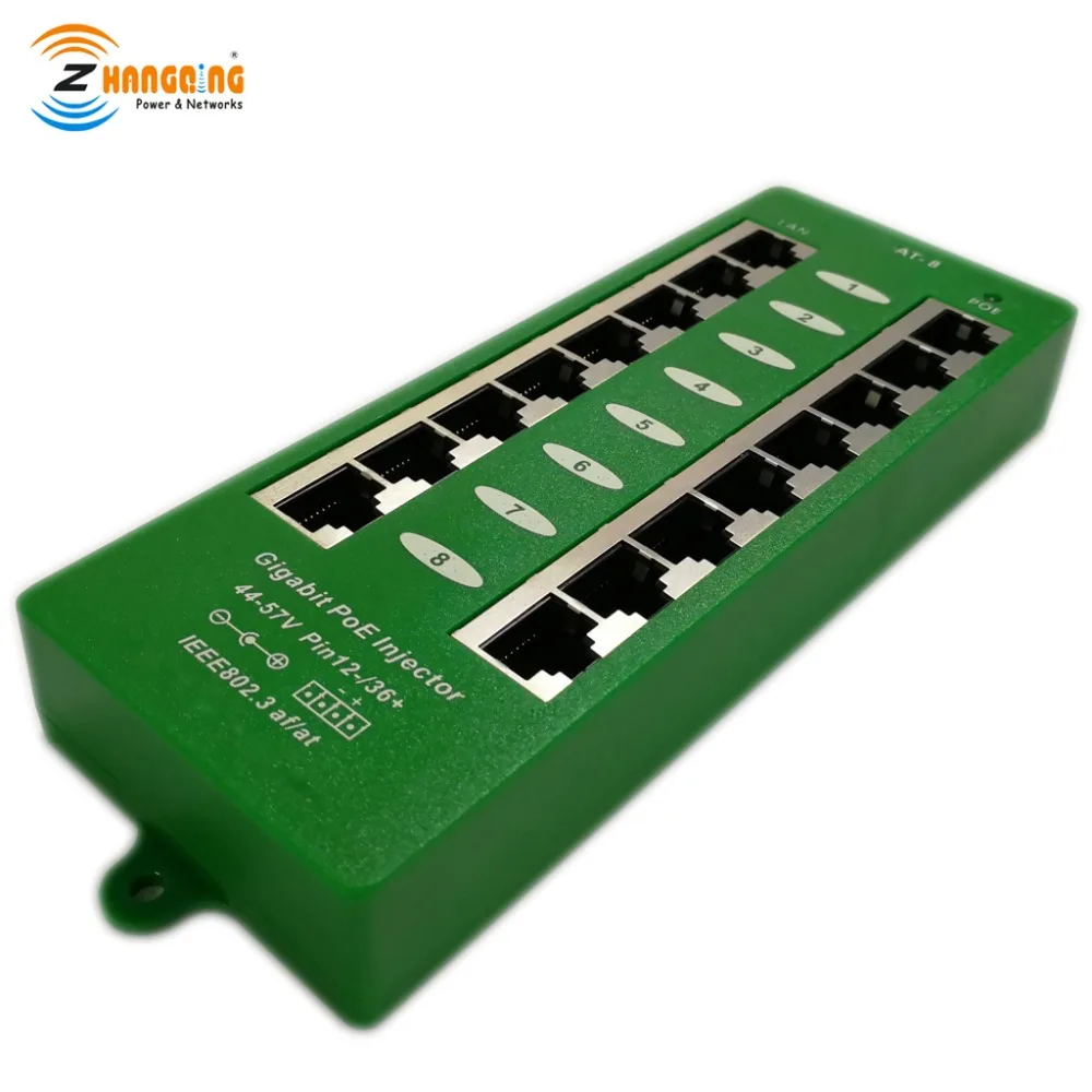 

8 Port Gigabit PoE Patch Panel, With Auto Negotiating Active Mode A PoE Injector For Access Point, PoE Camera, Aruba