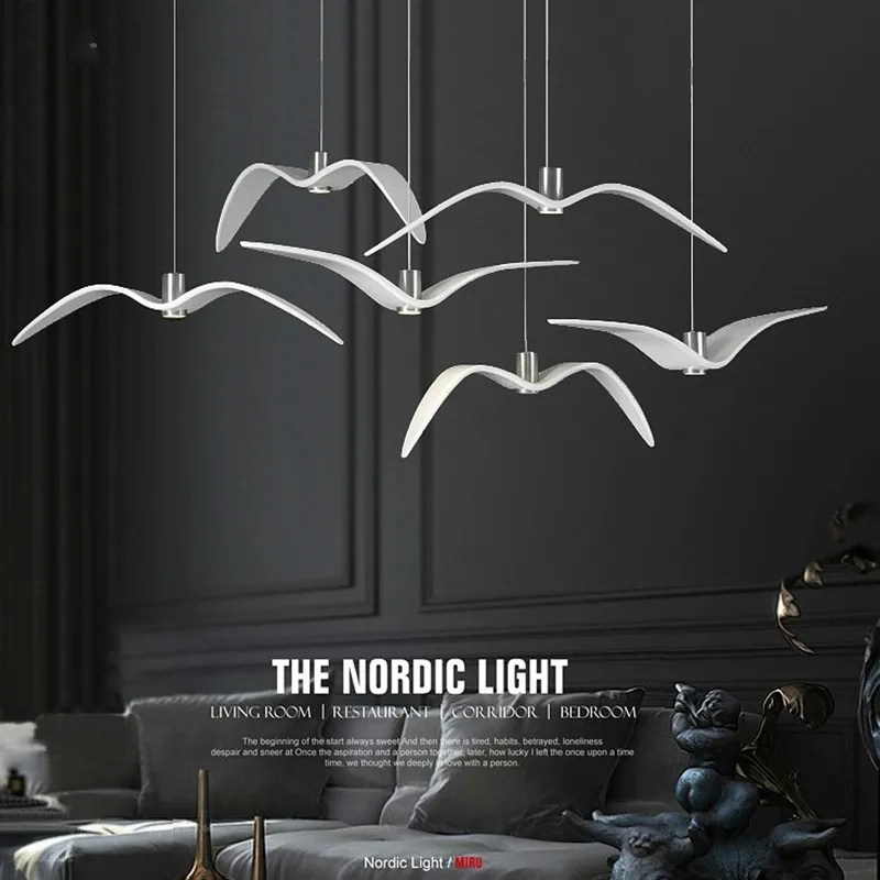 

2016 Nordic Minimalism Resin Seagull Led Pendant Light Bar Coffee Shop Deco Led Lighting Dining Room Creative Hanging Lamp