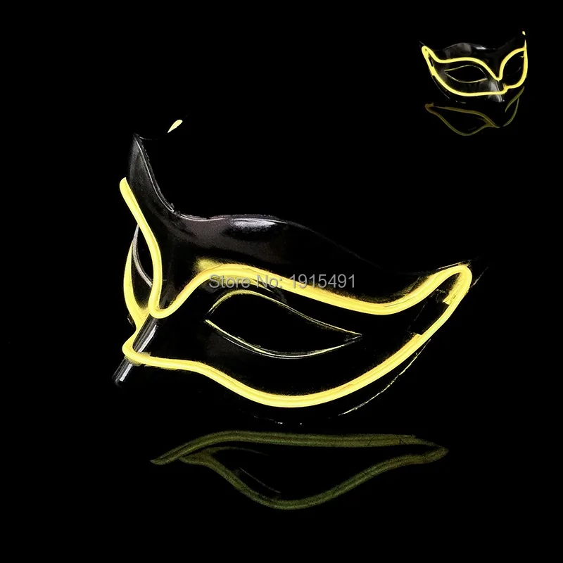 Красочные красивые маскарад Декор EL wire новая светящаяся маска звук активных светодиодный неоновый маска лиса для День рождения, свадебные