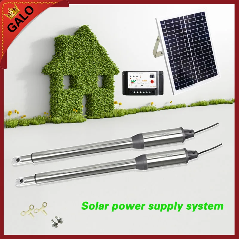 

GALO DC24V 200kg per leaf dual solar system automatic electrical swing gate door opener motor with controllers(no battery )