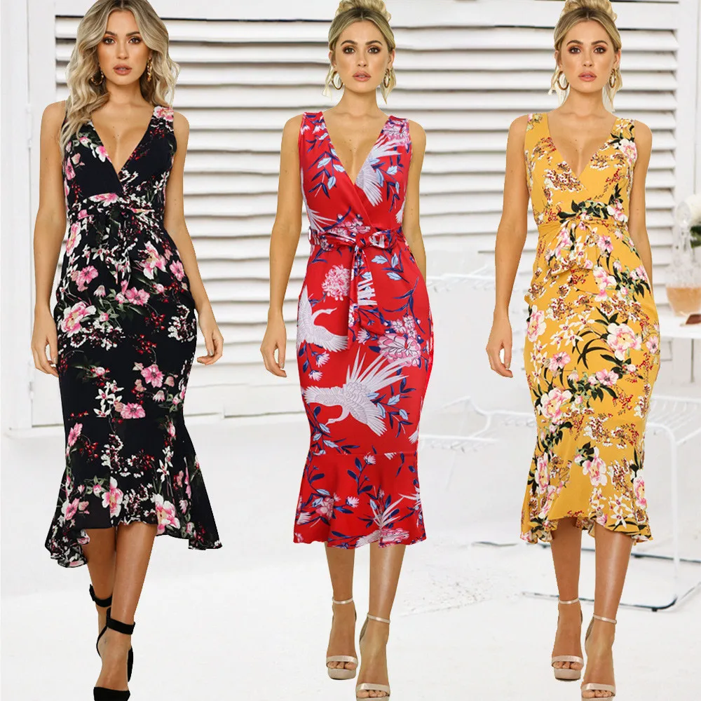 

Elegant dress summer sexy slim bag hip strapless sleeveless ruffle dress casual women's clothing vestido largo verano mujer