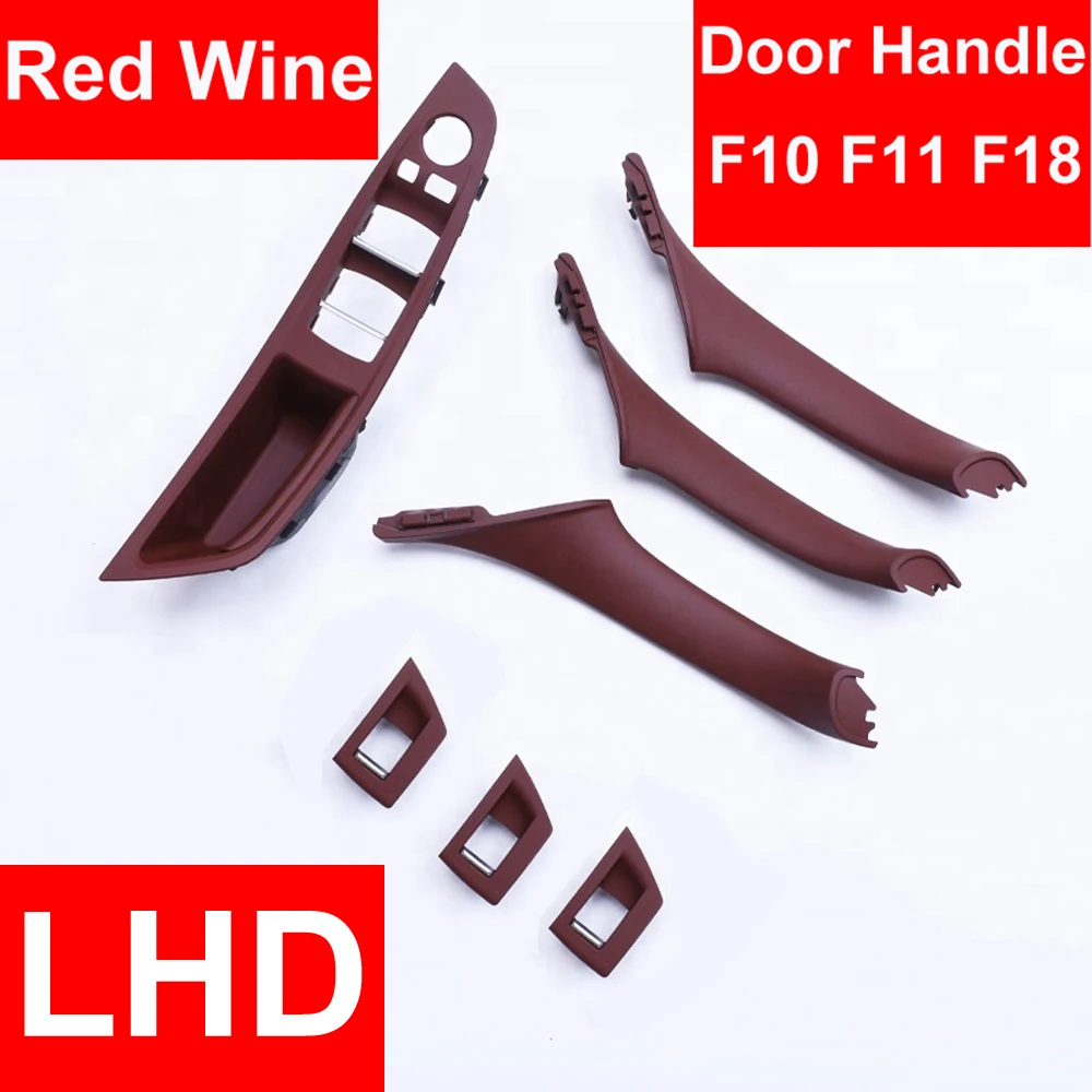 

4/7PCS Left Hand Drive LHD For BMW 5 series F10 F11 F18 520 525 Red Wine Car Interior Door Handle Inner Panel Pull Trim Cover