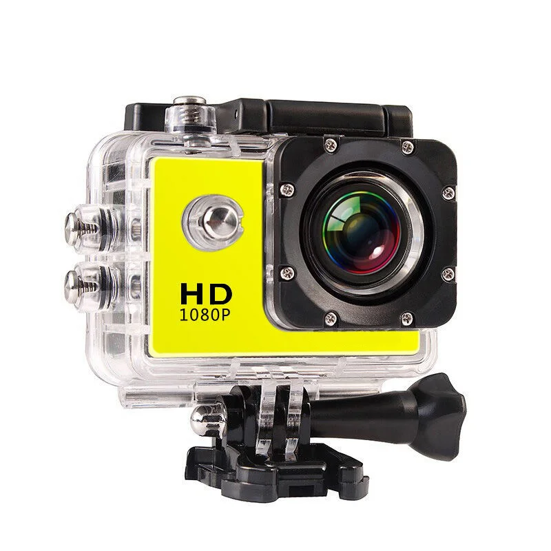 Full HD 1080P спортивная экшн-видеокамера, мини-камера, уличная водонепроницаемая для Go pro " экран, водостойкая микро-камера - Цвет: Yellow