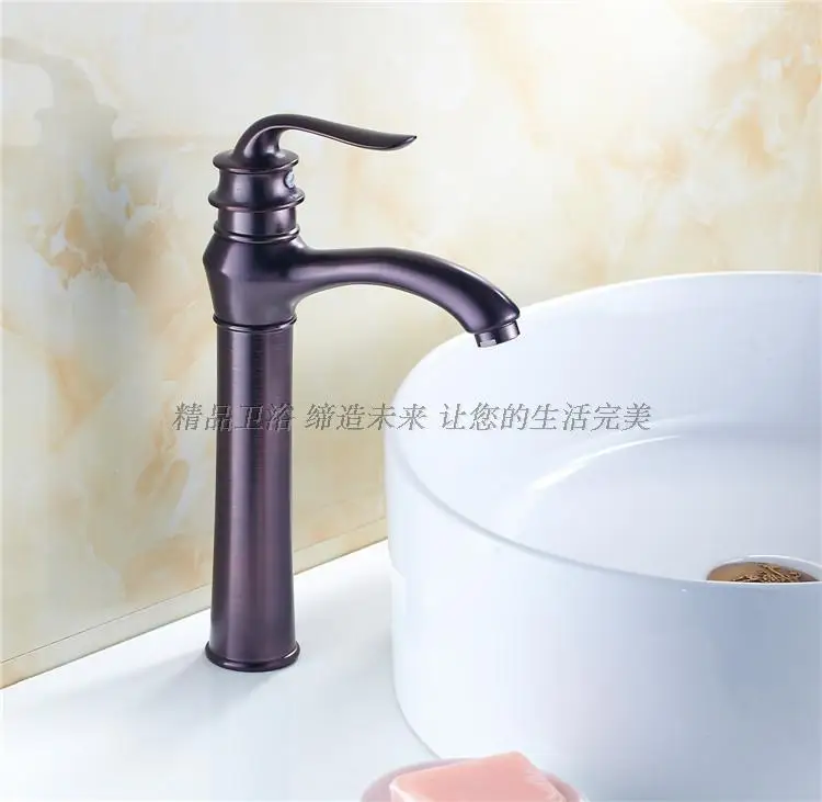 Винтажный стиль античная кран черный высокий ванной faucets латунь отделка