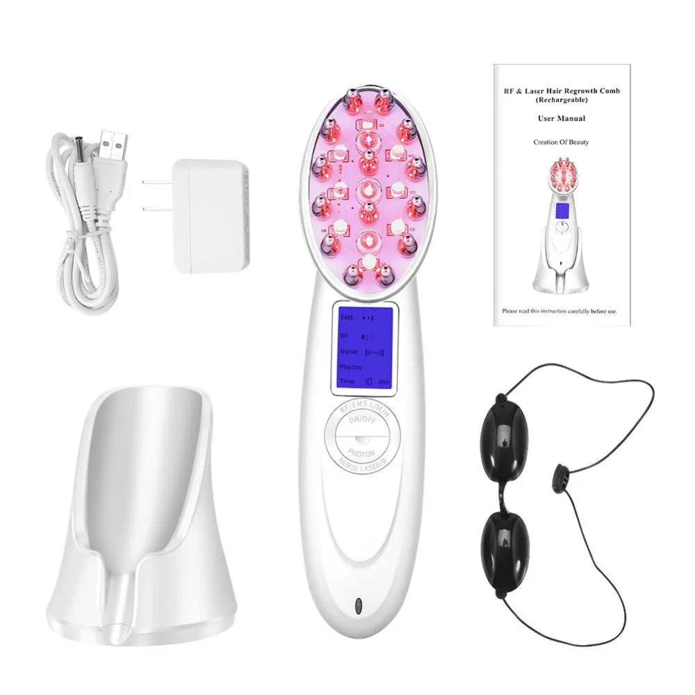 Electric Laser Red Light Hair Nourishing Growth Comb Vibrating Head Massager Hairbrush Anti Hair