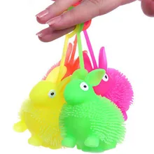 Резиновый светодиодный кролик прыгающий шар вспышка безопасный светящийся кролик упругие игрушки