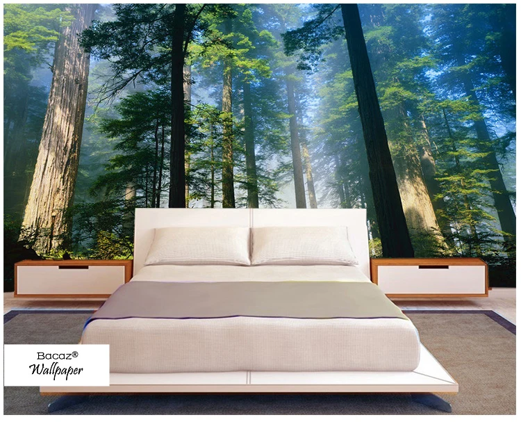 5D Papel Murals Forests Wallpaper Nature Fog Trees 3d Wall Photo Mural forest Wall paper for Background Bedroom 3D Wall Murals