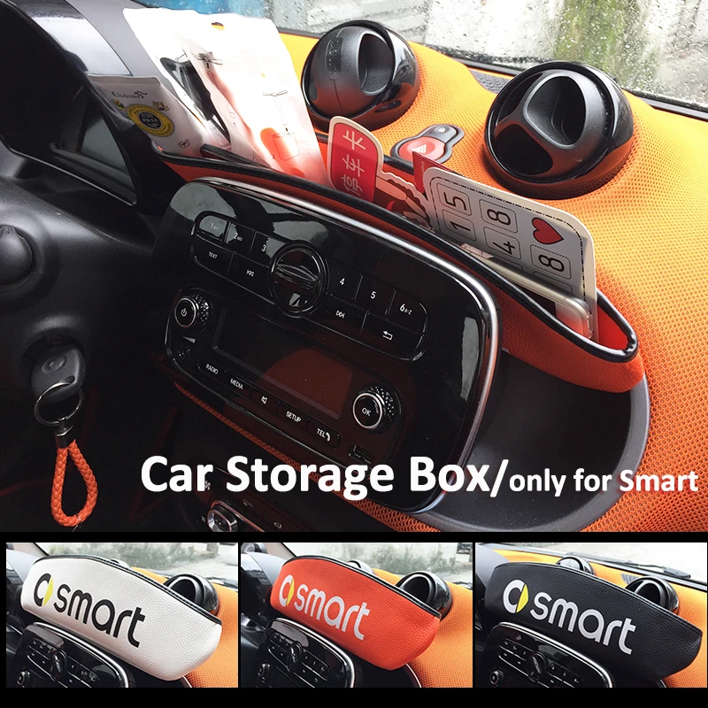 

Smart 451 453 Fortwo Forfour 2009-2019 Car Front Dashboard Storage Box PU Leather storage box container