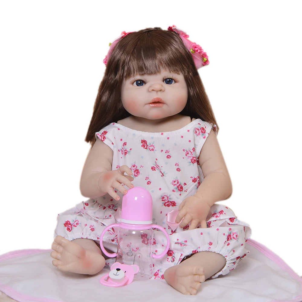 

Exclusive 23'"Reborn Doll Full Silicone Body Synthetic Hair Reborn Dolls Lifelike Kids Playmates Baby Toys Girl Christmas Gifts