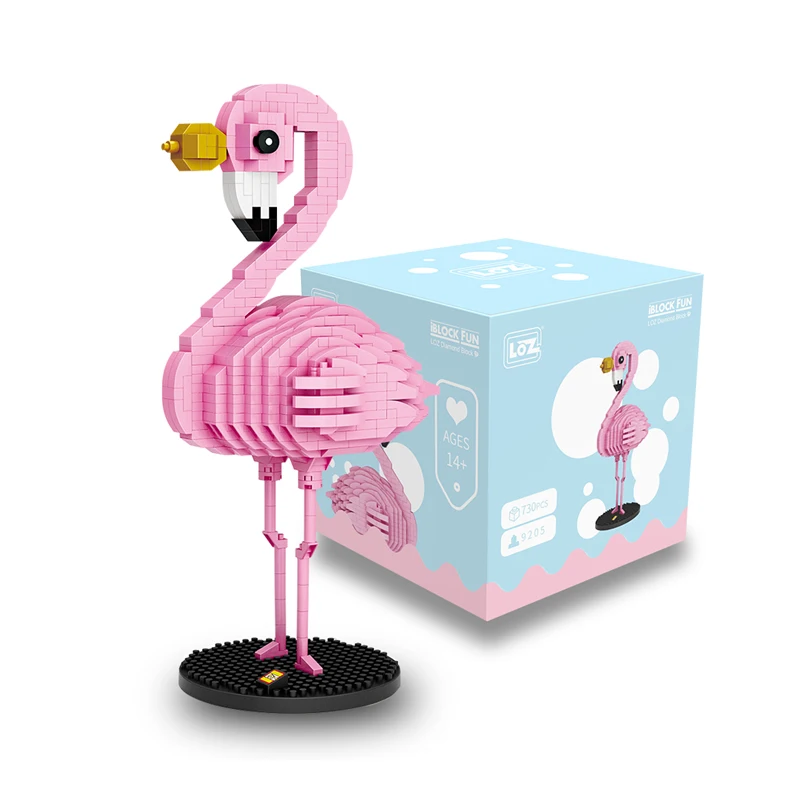 Berlian Blok Flamingo Mainan Berwarna Merah Muda Burung Action