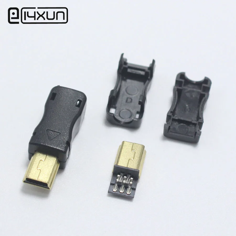 

1pcs DIY Mini Type B USB 5Pin Welding Type Male Plug Connector 3 in 1 Gold-plated Connector Adaptor for OD 4.0mm Wire Black