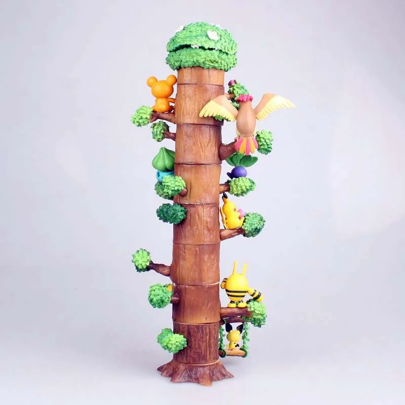 8 шт./компл. Pika Mokurah Celebi Bulbasaur pokemones аниме фигурка в лесном дереве дом лес фигурка Коллекция Модель игрушки