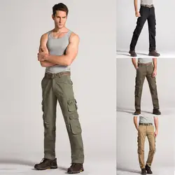 Летние модные мужские Длинные свободные повседневные брюки со средней посадкой с несколькими карманами pantalones hombre уличная одежда для бега