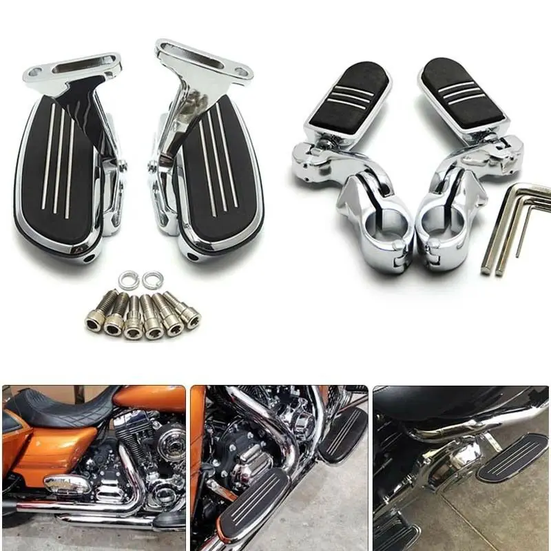 Хром Мотоцикл 1,2" шоссе подножки монтажные зажимы пассажирские половицы Подножки для Harley Touring - Цвет: 5All Kits