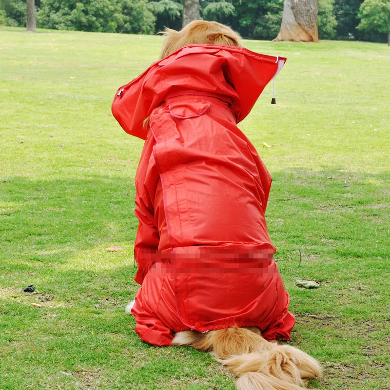 Дождевик для больших собак, комбинезон для больших собак, дождевик, водонепроницаемая одежда для собак, золотистый ретривер, лабрадор, Сибирский стиль, одежда haski - Цвет: Красный