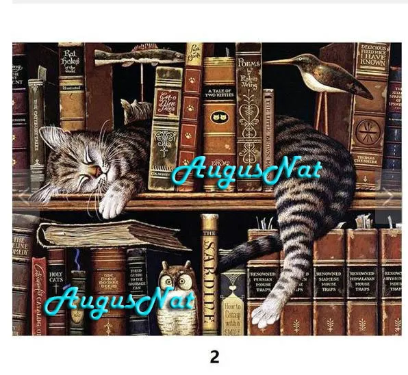 خزانة الماس اللوحة الكامل مربع دراسة جدار الفن كتاب الطلاء ديكور القط المشارك الماس النقاط الماس الفسيفساء صور جوهرة لصق