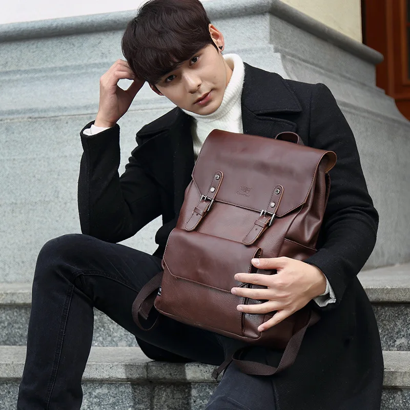 Tres cajas de cuero de la marca de los hombres de la vendimia mochilas casuales Mochila del ordenador portátil del adolescente Mochila de la escuela Mochila de viaje coreana Mochila Tres cajas de cuero de la marca de los hombres de la vendimia mochilas casuales Mochila del ordenador portátil del adolescente Mochila de la escuela Mochila de viaje coreana Mochila