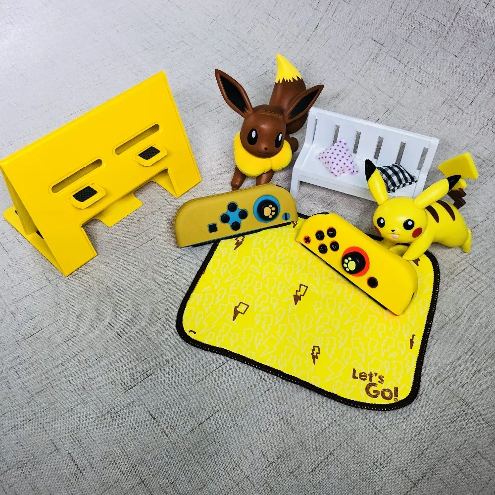 Силиконовый чехол Pikachus Eevee Joycon Thumstick Grips cap для Nintendo switch NS Console, Жесткий Чехол для хранения+ папка-подставка