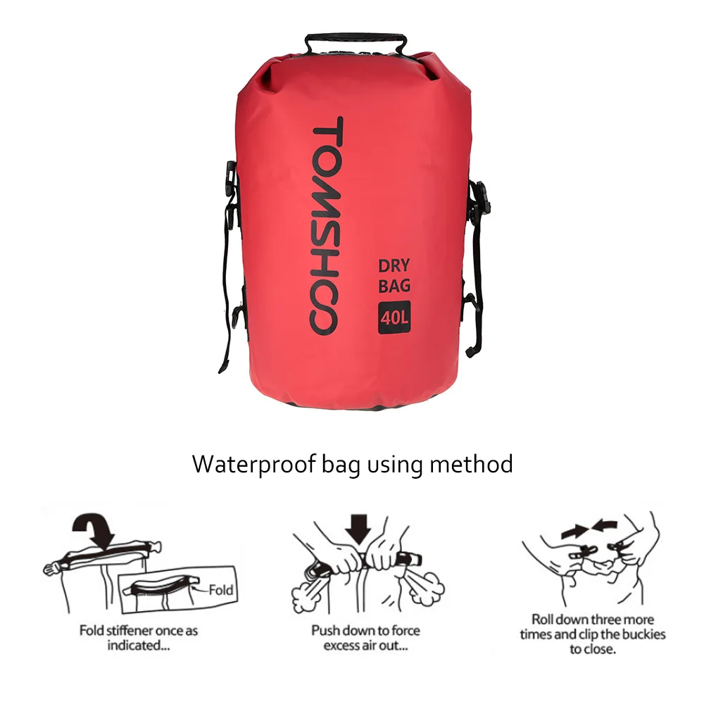 TOMSHOO 40L Открытый Водонепроницаемый сухой мешок плавательный мешок сумка для хранения для путешествий рафтинг катание на лодках Каякинг каноэ кемпинг