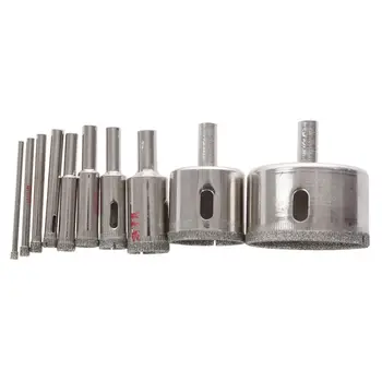 

10Pcs Diamond Hole Saw Drill Bit Saw Set Tile Ceramic Cutting Glass Marble Set 3-50mm