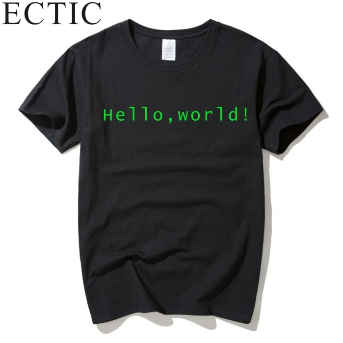 

Ectic cool design print Programmer computer T-shirt hello world linux geek male short-sleeve men's shirt male basic top tee