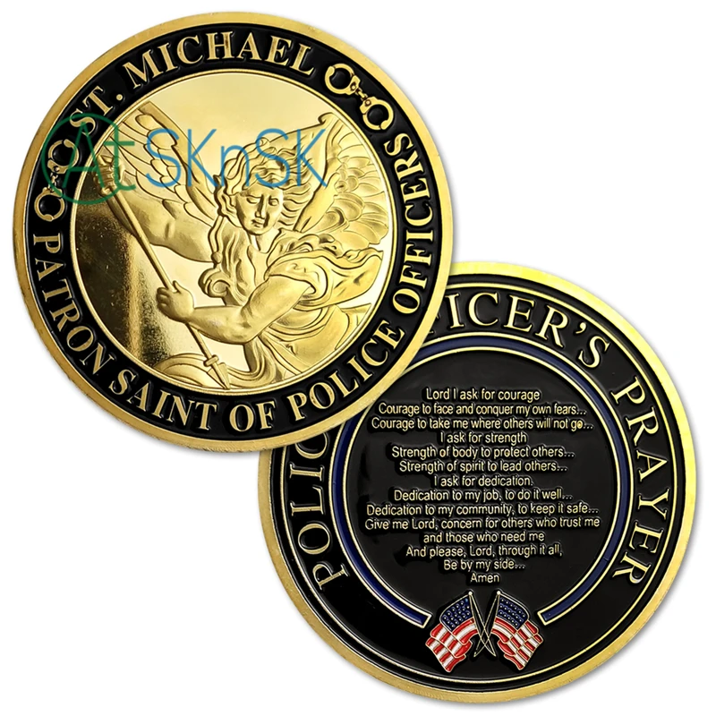 

1-10pcs ST. Michael Prayer Challenge Coins Patron Saint of Police Officer's Prayer Zinc Alloy Commemorative Coin for Gift