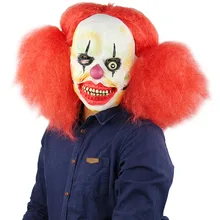 Halloween Horror Mask With Wig Scary Pennywise Clown Full Face Adults Mask Latex Ghoul Predator Terror Party Prop Mischievous predator style face mask silver