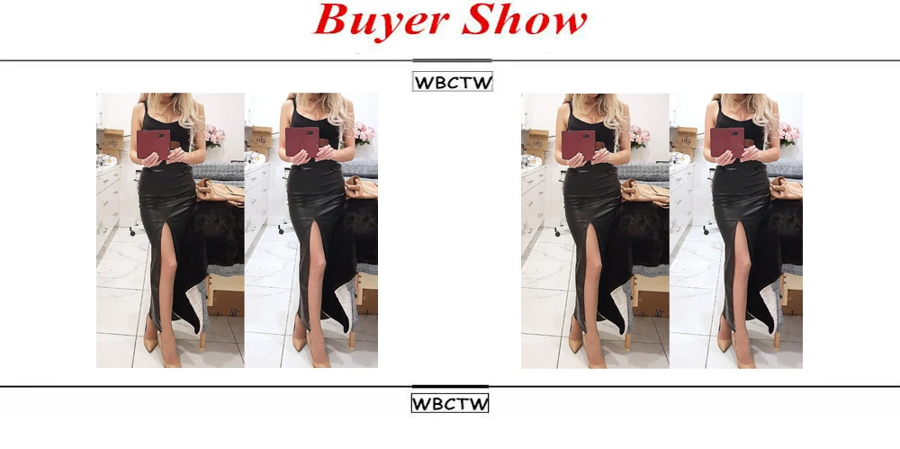 WBCTW черный из искусственной кожи сексуальная Bodycon открыть слайд осень для женщин юбка 2018 Высокая талия Макси Длинные офисные карандаш плюс