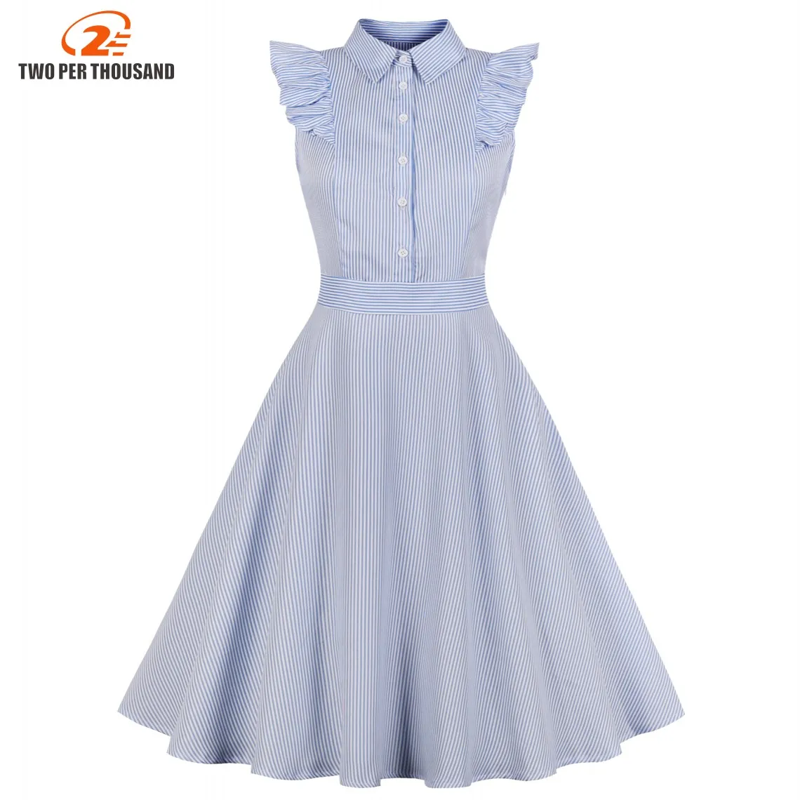 

Women Summer Pin Up Polka Stripe Casual Party Shirt Dress Sleeveless Retro Robe 60s 50s Vintage Rockabilly Swing Dress Vestidos