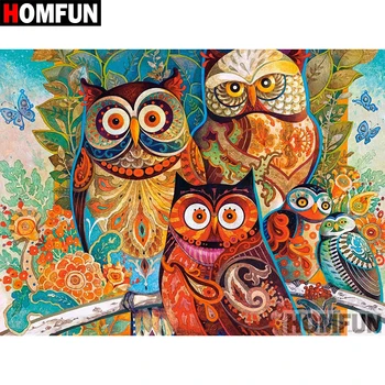

HOMFUN 5D DIY Diamond Painting Full Square/Round Drill "Animal owl" 3D Embroidery Cross Stitch gift Home Decor A04159