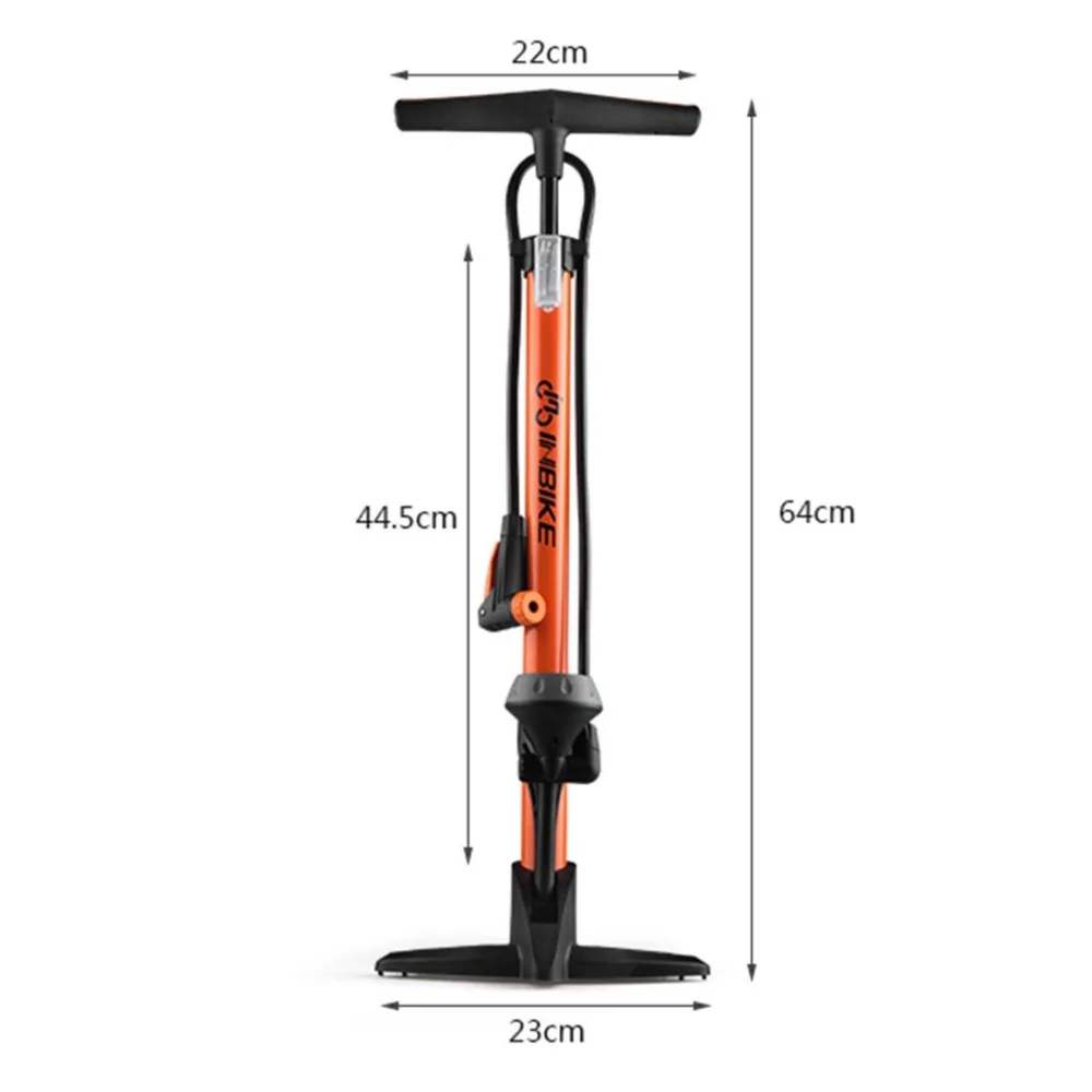 

INBIKE Portable High Pressure Bicycle Bike Aluminum Barrel Floor Air Pump with Gauge Air Pressure Pump for MTB Bike Balls
