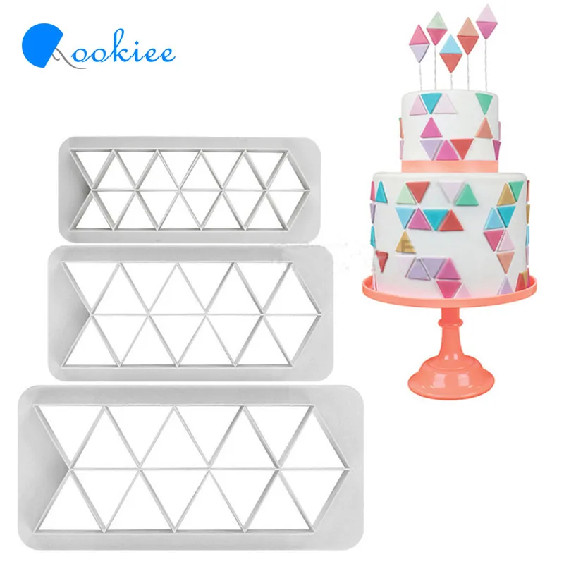 Qookiee 3 шт. Геометрия Помады Торта Cookie резак формы печати украшения торта
