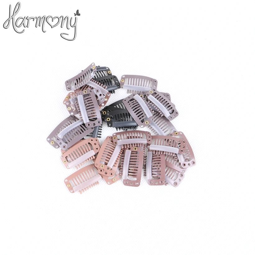 Harmony Stock hair clips for extensions/  3.2cm with 6, 9 teeth 100pcs per pack   5 packs/lot
