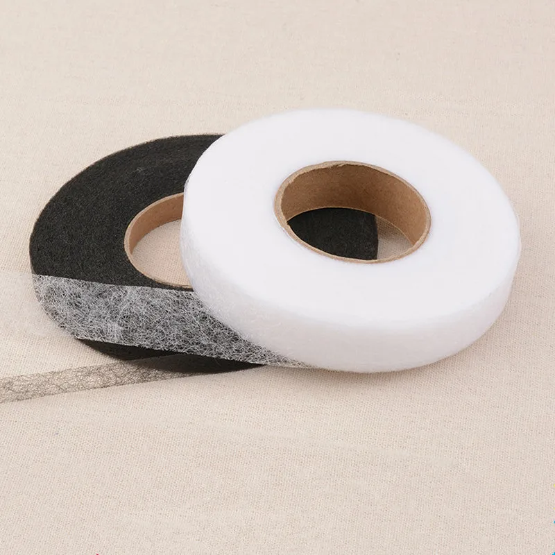 

Black White 70yards Double Faced Adhesive Non-woven Interlinings Fabric Iron On Sewing Patchwork DIY Garment Accessories