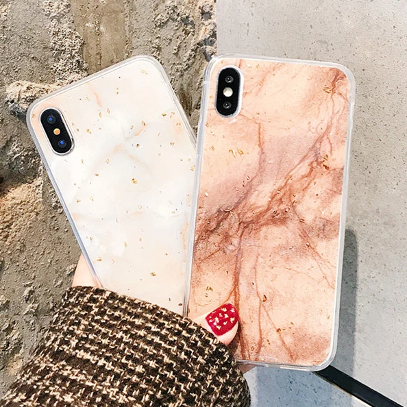 Роскошный блестящий Мраморный чехол из золотой фольги для телефона iPhone XR XS Max X
