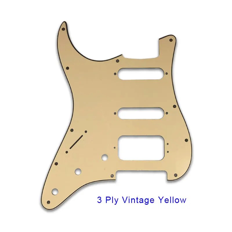 Pleroo Custom гитарные Запчасти-для США/Мексики FD левая рука 72' 11 винтовых отверстий стандарт St SSH Гитара накладки царапинам пластины - Цвет: 3Ply Vintage Yellow