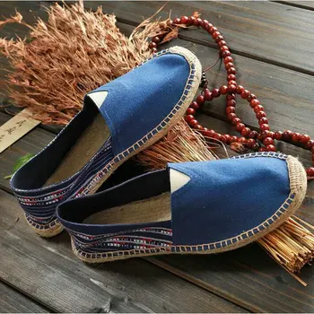 

Men Espadrille Flats Shoes NEW Male nationa style Breathable Lace up casual Canvas Hemp Insole Fisherman Light Shoes A21-11